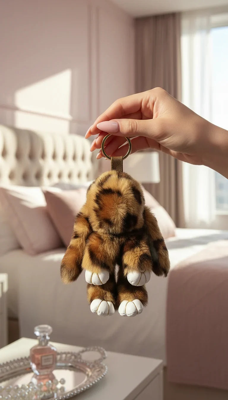 Plush Fluffy Bunny Rabbit Key Ring & Bag Charm
