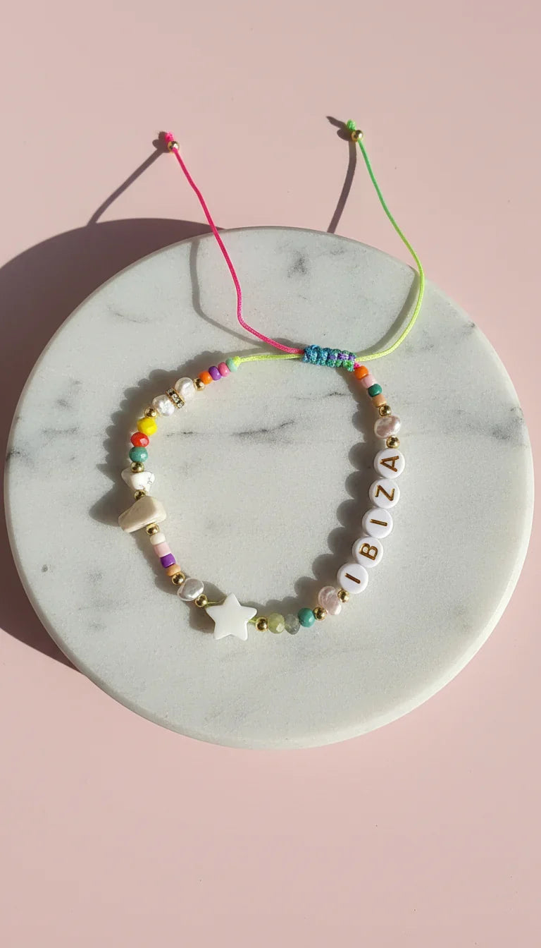 Ibiza Beaded Shell Pull Tie Anklet