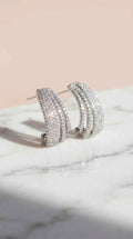 Layered Huggie Crystal Earrings