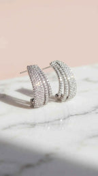 Layered Huggie Crystal Earrings