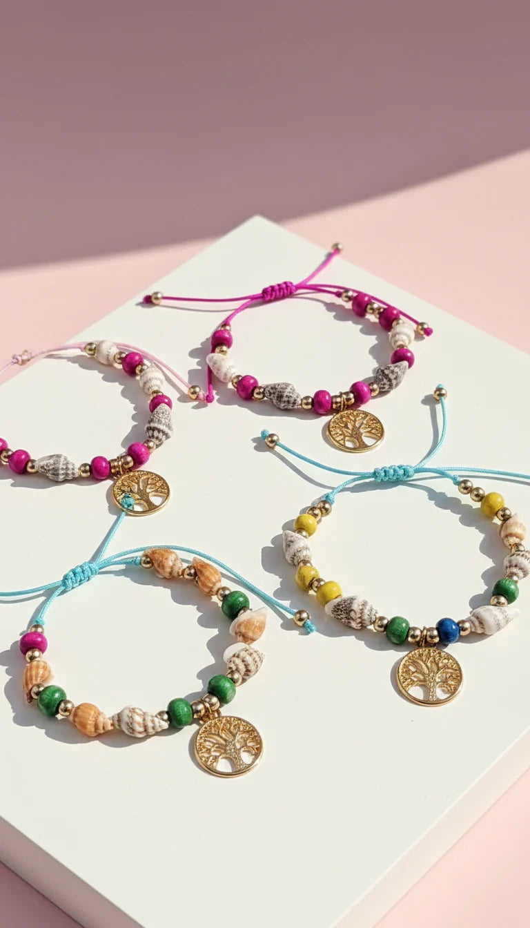 Tree Of Life Beaded Pull Tie Anklet