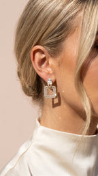 Micro Pavé Square Gold Plated Crystal Earrings