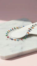 Rainbow Beaded Silver Anklet