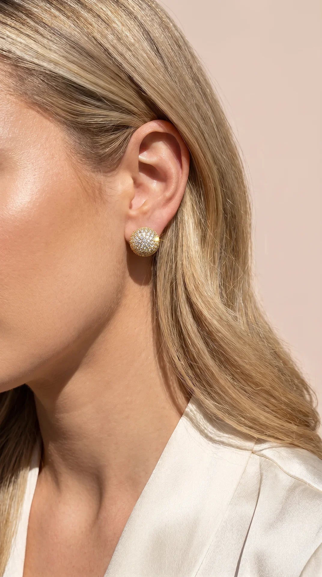 Round Ball Crystal Stud Earrings