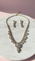 Starburst Cluster Statement Crystal Necklace & Earrings Set