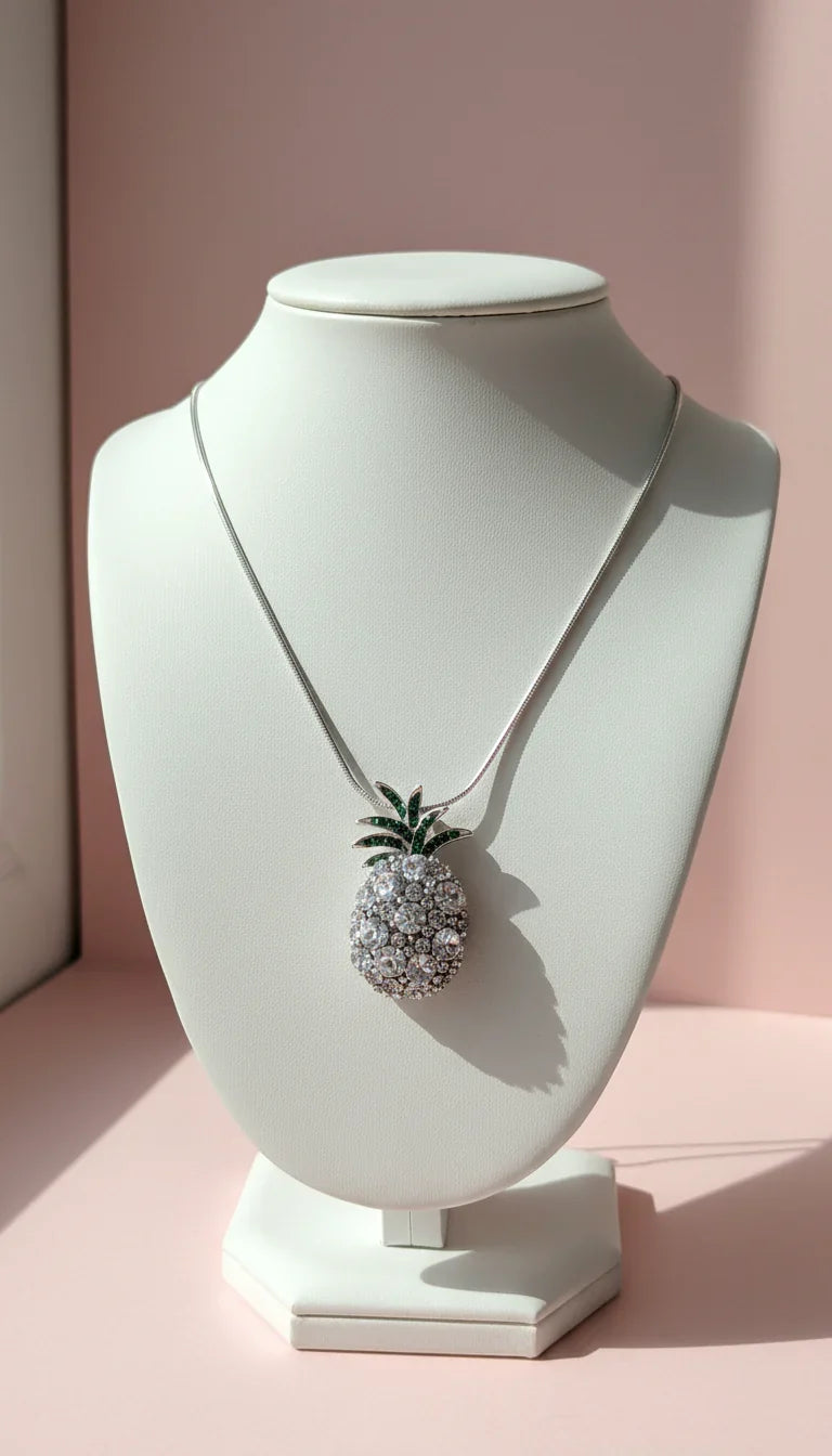 Pineapple Tropical Crystal Long Necklace