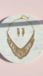 Waterfall Statement Crystal Necklace & Earrings Set