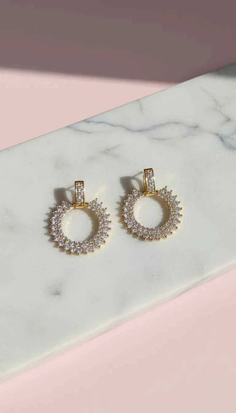 Circular Crystal Drop & Dangle Earrings