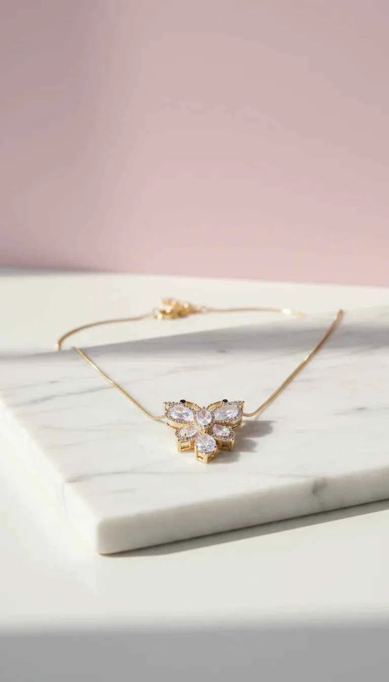 Butterfly Crystal Long Necklace