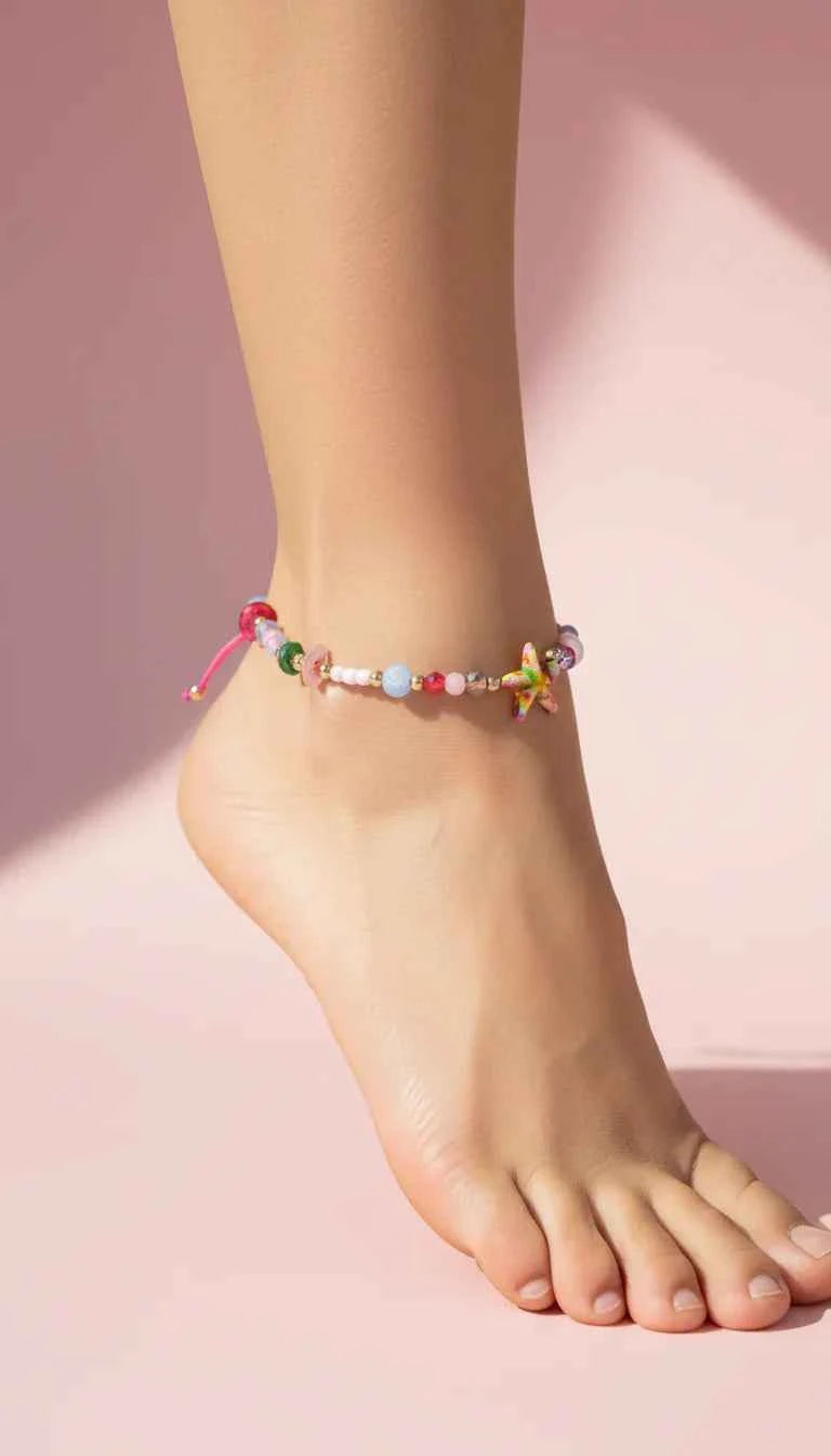 Starfish Beaded Pull Tie Anklet