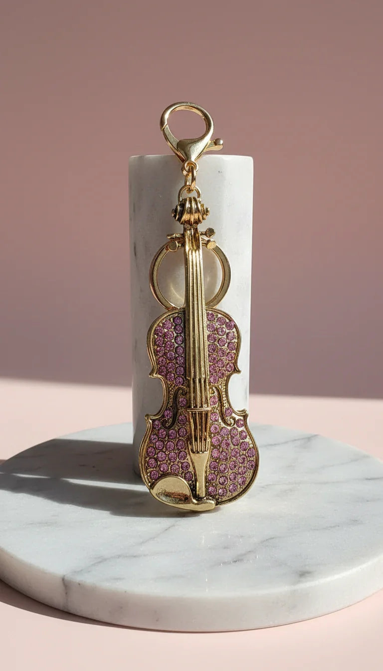 Violin Crystal Key Ring & Bag Charm