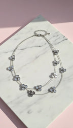 Layered Flower Silver Statement Necklace