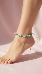 Gem Beaded Pull Tie Anklet