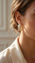 Layered Huggie Crystal Earrings