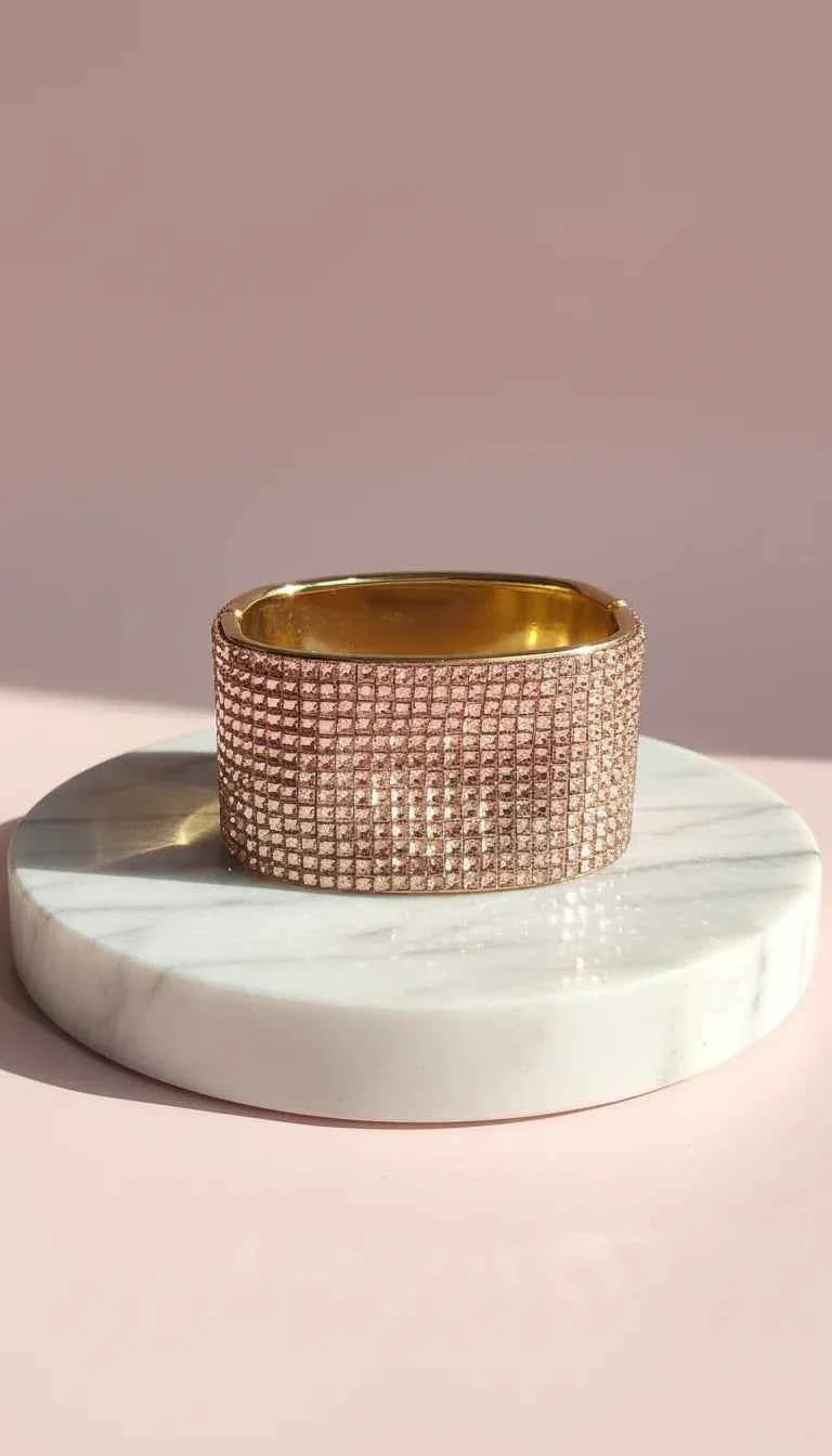 Chunky Hinged Mirrored Crystal Bangle