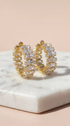 Baguette Cut Crystal Huggie Earrings