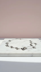 Layered Flower Silver Statement Necklace