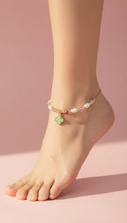 Clover & Pearl Beaded Pull Tie Anklet