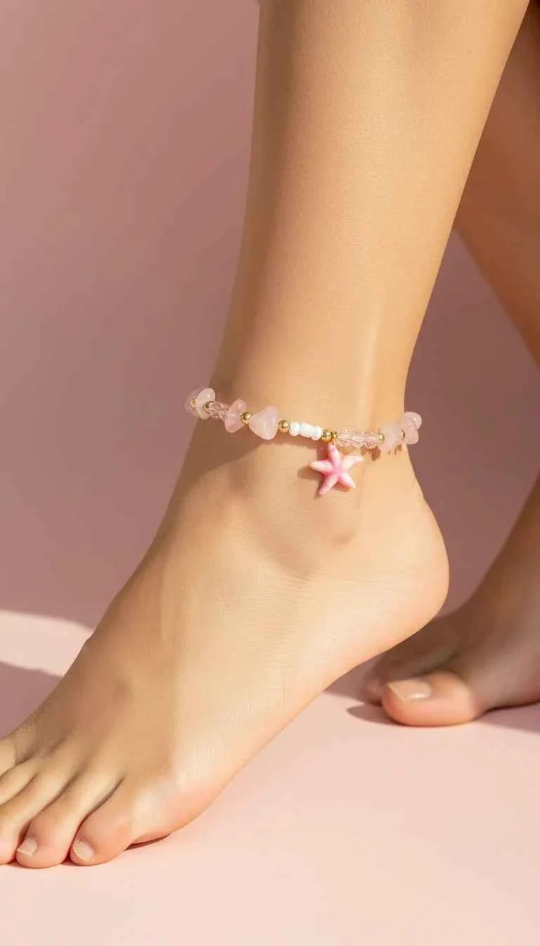 Starfish Beaded Pull Tie Anklet