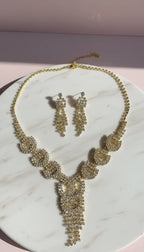 Linked Cluster Crystal Statement Necklace & Earrings Set