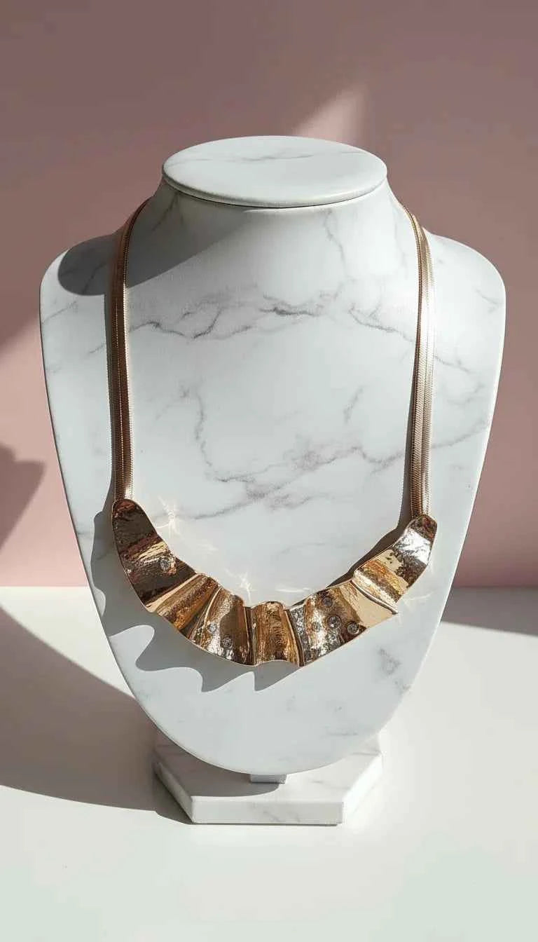 Rose Gold Abstract Jewelled Collar Necklace