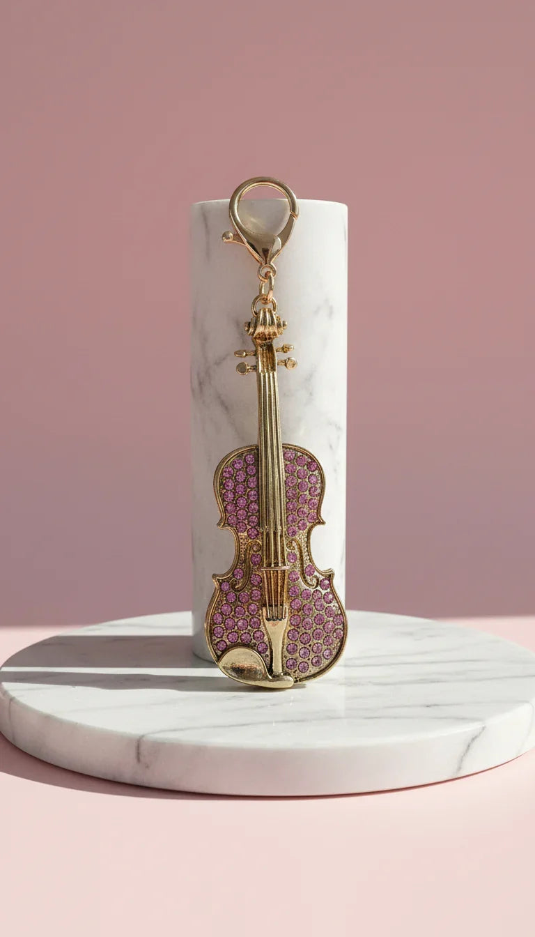Violin Crystal Key Ring & Bag Charm
