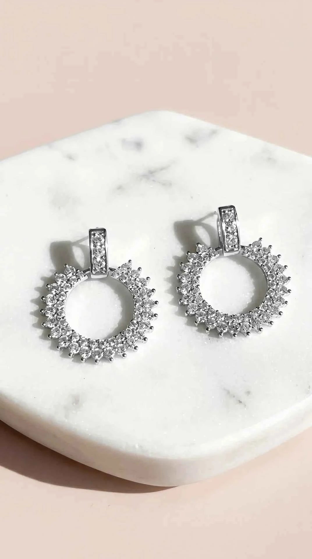 Circular Crystal Drop & Dangle Earrings
