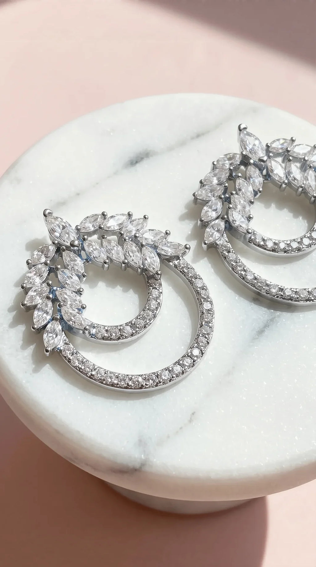 Layered Circular Crystal Stud Earrings