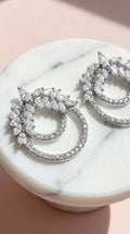 Layered Circular Crystal Stud Earrings