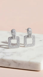 Micro Pavé Square Gold Plated Crystal Earrings