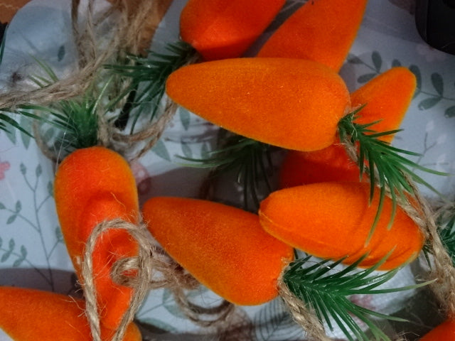 Pack of 12 Flock Covered Polystyrene Carrots For Easter Decoration