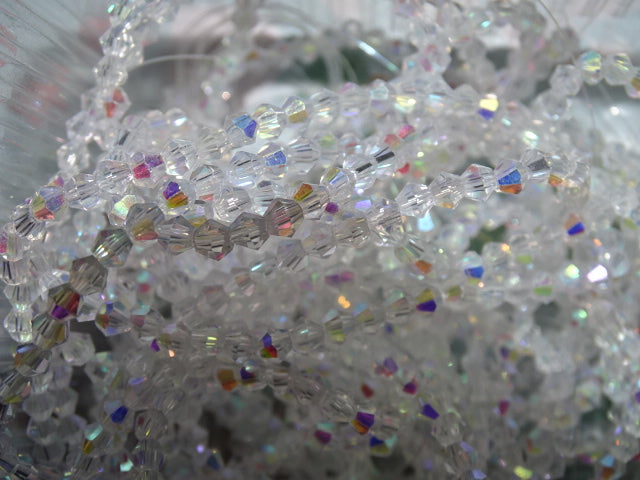 'Rainbow Crystal'   Half Electroplated Ab Rainbow Bicones 3.5 - 3.8 x 3mm