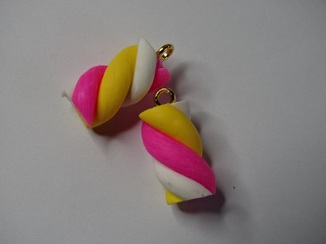 'Marshmallow Twist'  Polyclay Charms