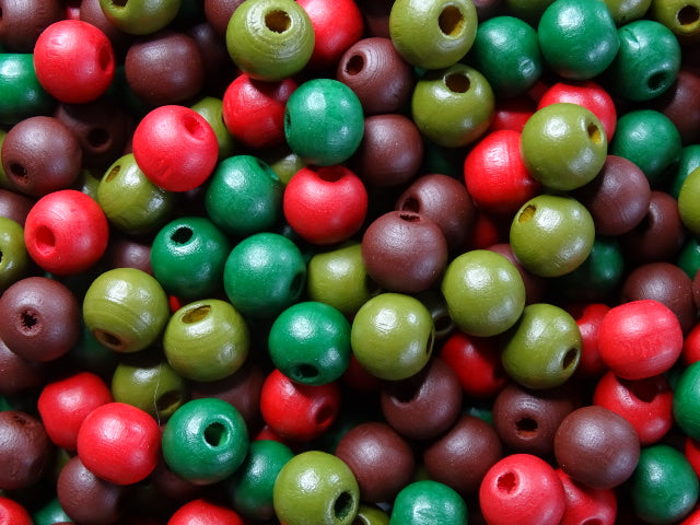 Wooden Autumn Splendour Mix 9-10mm Beads