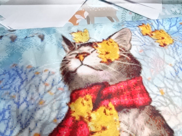 'Autumn Cat'  Cushion Cover   40cm x 40cm ( Approx)