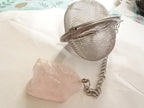 Loose Tea Stainless Steel Strainers With Rough Cut Crystal Decoration