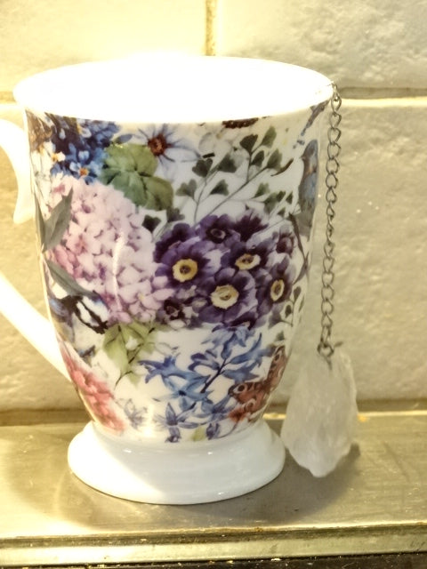 Loose Tea Stainless Steel Strainers With Rough Cut Crystal Decoration