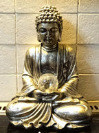 Solar Powered Resin Buddha  25cm x 20cm x 32cm