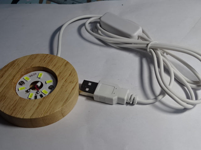 'Various Designs' Laser Engraved Clear Crystal Glass Orb With Cool White Wooden LED Base