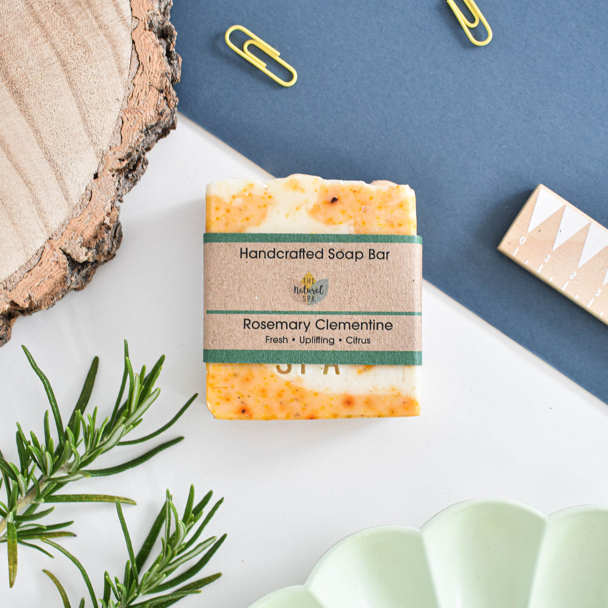 - Rosemary Clementine Soap Bar 100g -  Scented with essential oils - 3 different styles