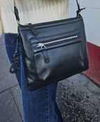 Ellen Leather 3-Section Zip-Top Crossbody bag  - Handmade by Saddler