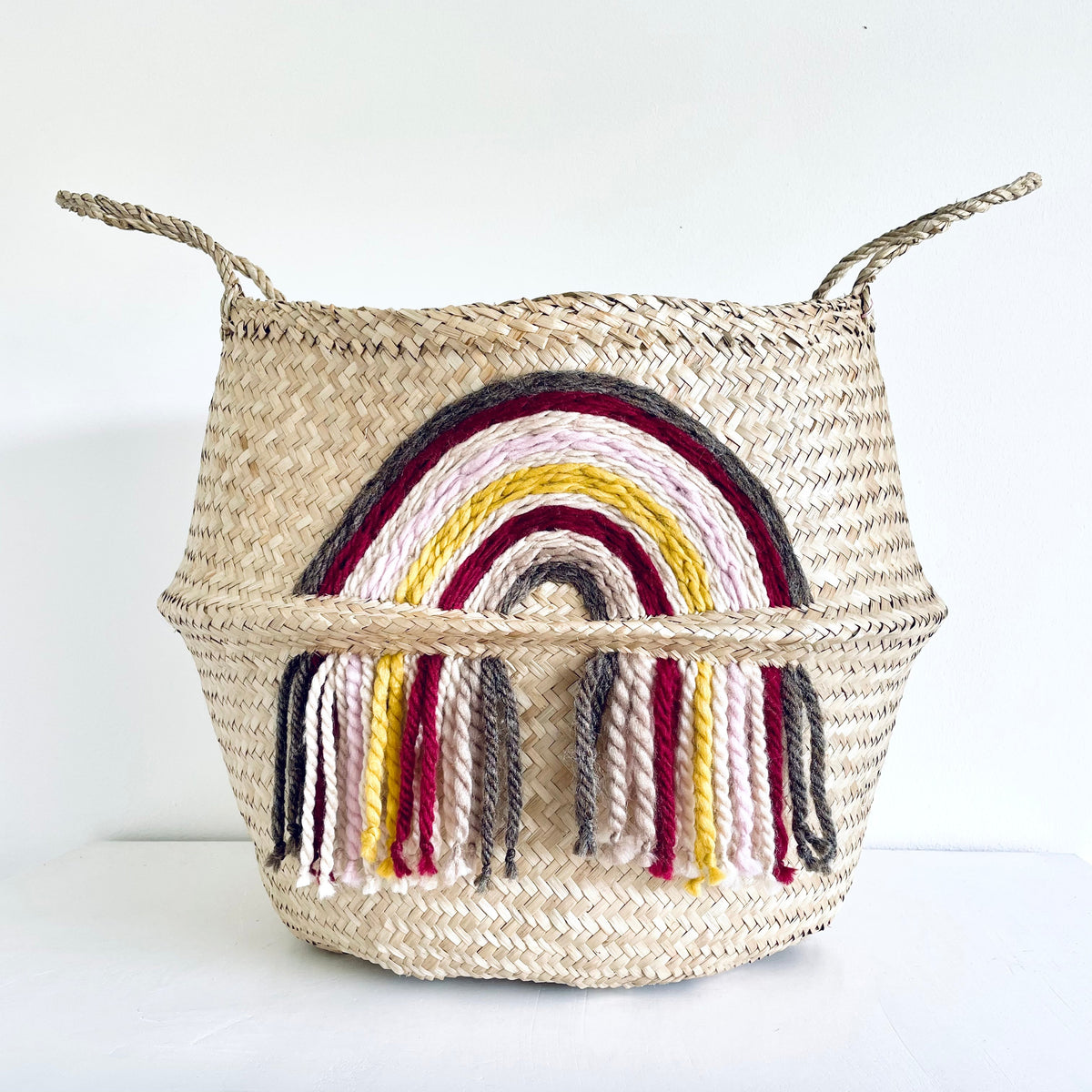 - Maroon tassel rainbow basket - Extra Large