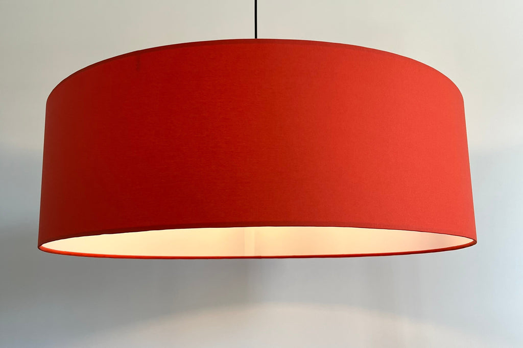 Burnt Orange Cotton Drum Lampshade | Handmade Ceiling Light Shade | Bespoke UK
