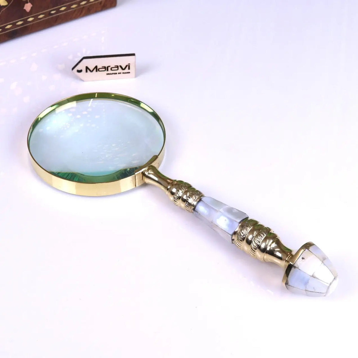 Yala Reading Magnifying Glass 10cm Mother of Pearl Brass Handle