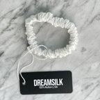 White Silk Scrunchie - Skinny