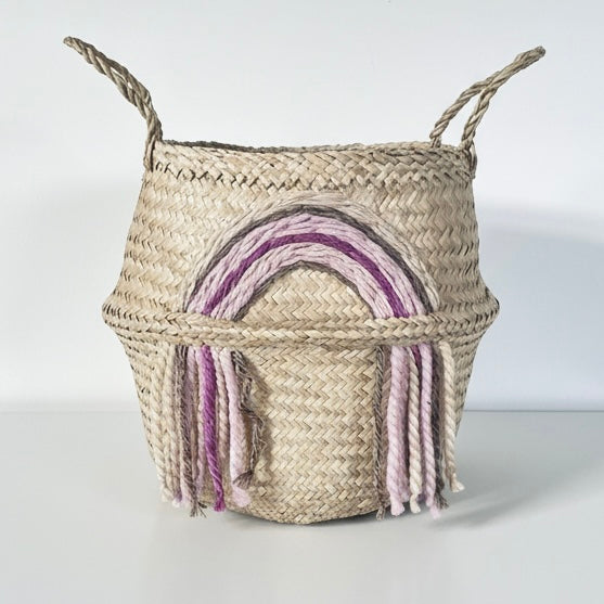- Pink tassel rainbow basket - Large