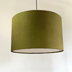 Olive Velvet Drum Lampshade | Handmade Ceiling Light Shade | Bespoke UK