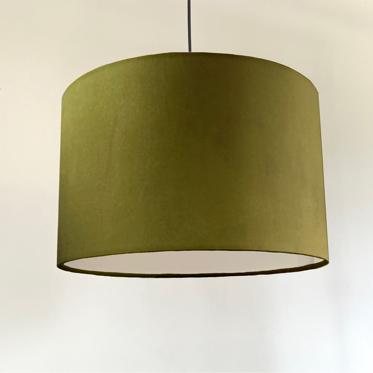 Olive Velvet Drum Lampshade | Handmade Ceiling Light Shade | Bespoke UK