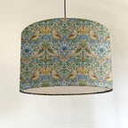 William Morris Sky strawberry thief cotton drum lampshade/ ceiling shade with a white lining