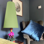 Sage Green Cotton Lampshade | Extra Tall Cone Light Shade | Bespoke Handmade UK